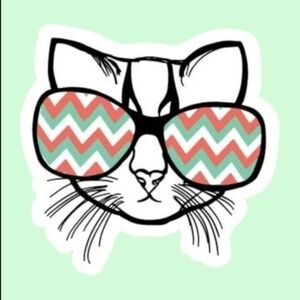 Cute Cat‎ Chevron Sunglasses Sticker